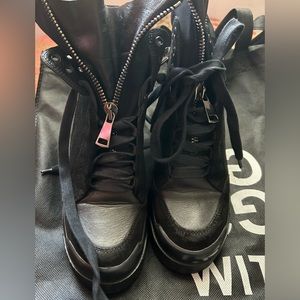 ELENA IACHI boots black, zippers, lace-up, hard to find! size EU 38 US 8